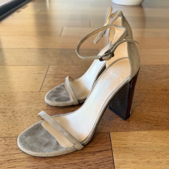 Stuart Weitzman Nudist Clear Block Heels - Picture 1 of 4